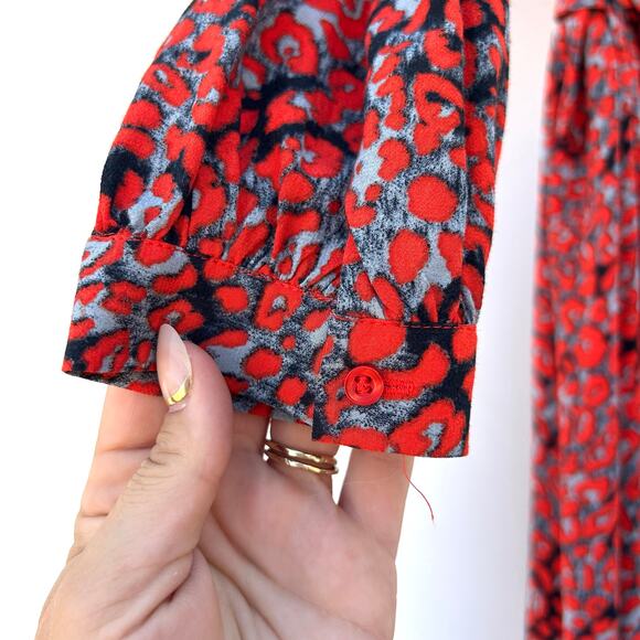 Maje Red Floral Ruffle Mini Dress - Picture 7 of 7